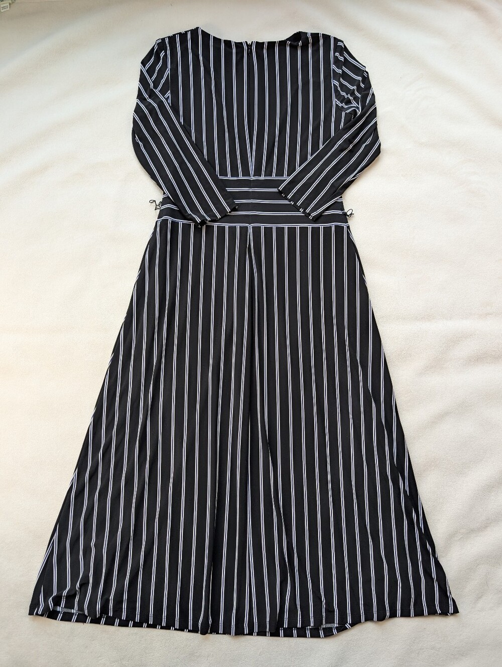 Lauren Ralph Lauren Black White Dress Pinstripe Midi Office Siren Classic Size 8 - Picture 6 of 17